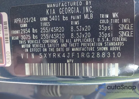 2024 Kia Sorento Sx from USA, damaged, VIN 5XYRK4JF1RG288310